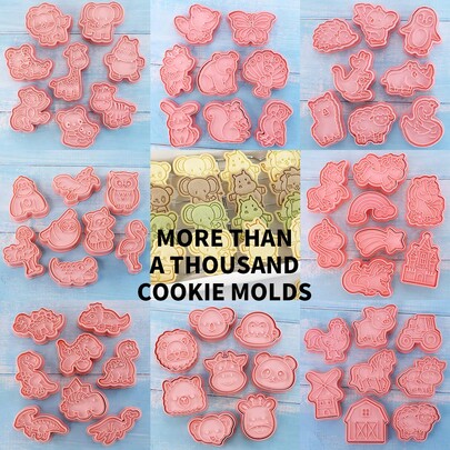 MIANXIAOXIN Bộ 8 khuôn cắt bánh quy hình động vật 3D hoạt hình, phù hợp trang trí tiệc sinh nhật trẻ em, ngày tựu trường, Giáng sinh và Lễ Tạ ơn