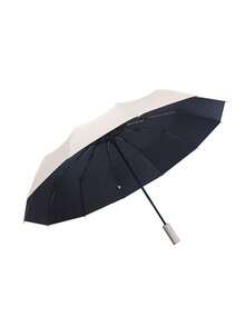 Ombrello automatico unisex con 16 stecche rinforzate, pieghevole, portatile, ombrello antivento e anti-UV adatto per sole e pioggia, ideale come regalo per Ognissanti, Natale, Capodanno e San Valentino (copertura in tessuto, colore delle stecche, design a motivo di lettere inglesi, colore del pulsante personalizzabile)