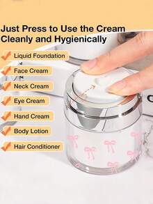 Bowknot Pattern Airless Pump Bottles Jars,Air Pump Container For Cream,Pump Moisturizer Container, Empty Acrylic Makeup Cosmetic Containers With Pump, Refillable Travel Size Containers Airless Lotion Jar With Lid For Thick Moisturizer, Skincare Cream, Clear, Makeup Organizer - Multicolor - View 9