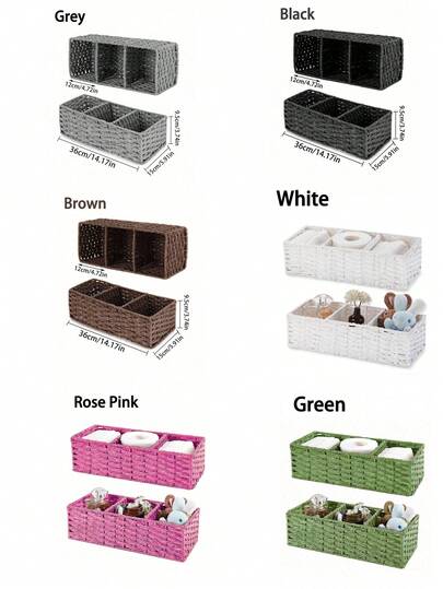 1pc Handwoven Storage Basket, Wicker Organizer Basket, Toilet Basket - 3 Sections Water Hyacinth Wicker Basket Suitable For Home, Bedroom, Bathroom And Living Room Organization, Gift Basket, Decor Storage, Back To School Supplies, Bedroom Decor Organizer, Decor Storage Basket, Costume Storage, Valentine's Day Party Decor Storage Basket