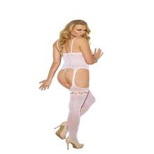 Elegant Moments Fishnet And Lace Suspender Bodystocking - White - View 2