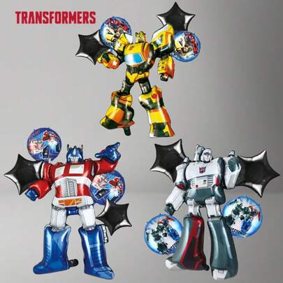  Bộ 5 bóng bay lá kim loại hình Transformers, bóng bay trang trí tiệc sinh nhật, phông nền, đạo cụ chụp ảnh