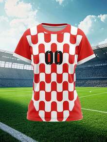 2025 Customized Sports Jersey, Summer Outdoor Sports Singlet Short Sleeve, Women's Sports Team Club Training Jersey Top With Front & Back Printed Name & Number, Breathable Quick-Dry Casual Everyday Wear, Party Outfit, Comfortable Fit, Red & White Contrast Color