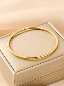 4pcs/3pcs/1pc 18K Gold-Tone Stainless Steel Bangle Bracelets, & Fashionable Accessories Suitable For Everyday Wear, Casual, Gifts For Relatives, Friends, Lovers, Girlfriends, Holidays, Street Style, Music Festivals, Beach Vacations