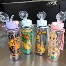 1 pièce Bouteille d'eau Shan Hai Jing de 700 ml, style unique, convient pour la rentrée scolaire, les déplacements, les activités extérieures, les pique-niques, le camping, les voyages, les sports, la remise en forme, l'utilisation au bureau, les cadeaux pour les fêtes, anniversaires, remises de diplômes, Nouvel An, Halloween, Noël - Multicolore - Voir 5