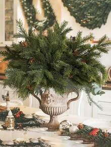 2 件人造圣诞松针枝、假松果和树枝花束，逼真植物，适用于户外派对活动、节日装饰、万圣节生日、婚礼花园庭院门口餐厅客厅卧室和家居装饰 - 綠色 - 查看 10