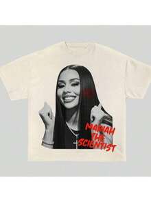 Women Men Mariah Scientist Rapper Young Hip-Hop Tee Tshirt, Women Tee Classic Free Thugs Print Round Neck Short Sleeve T-Shirt Y2K Vintage Streetwear Graphic Oversized Cotton Women TopsLoose And Comfortable - A17 - 查看 4