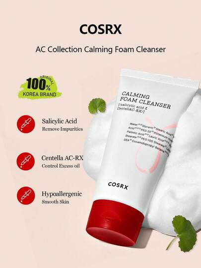 COSRX AC Collection 舒缓泡沫洁面乳 150ml，泡沫洁面乳质地，温和祛痘舒缓洗面奶，适用于敏感及易长痘肌肤，平衡肌肤，韩妆，韩国彩妆，150ml/5.07 液体盎司。