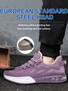 1 Pair Steel Toe Shoes For Women,Mesh Upper Safety Shoes Protective Feet,Anti-Smash,Anti-Puncture,Lightweight Breathable Sports Series Shoes,Low-Top Fashion Purple Color,Suitable For All Seasons Running Shoes Climbing Shoes Soft Sole Relieve Fatigue Comfortable,Safety Shoes Perfect Gifts Women Shoes Hiking Shoes Size Runs Large,Please Order One Size Down