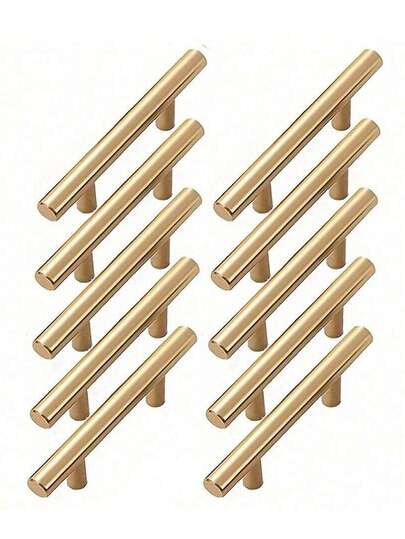 6PCS Gold Cabinet Drawer Pulls - Kitchen Cabinet Handles, Brushed Nickel Finish, Stainless Steel Drawer Knobs, Suitable For Drawers