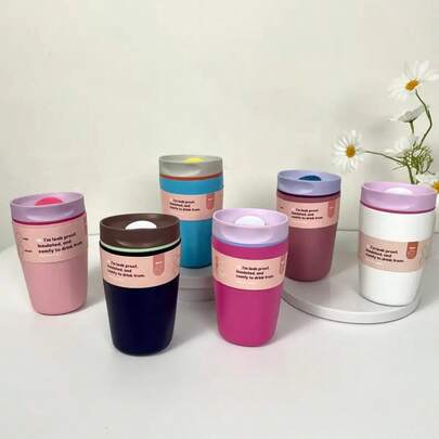 1 pieza Taza de café aislada de acero inoxidable de 350ml/12oz con tapa - Reutilizable, solo lavar a mano, colores vibrantes (rosa, azul, morado, blanco) - Excelente para bebidas calientes y frías, taza de viaje