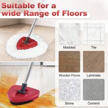 Mop Head Replacement, Base, Mop Handle For Ocedar EasyWring *-Tank System, 2 Microfiber Mop Refills, Extendable Length 30-59" Mop Handle, Base And Scrubber For All Hard-Surfaced Floor - White (* Tank System)