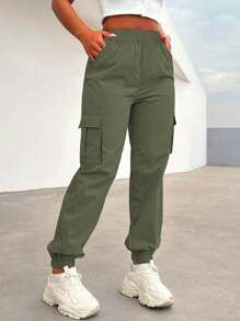 1pc Teen Girl Casual Straight Leg Jogger Pants With Pockets, Spring/Autumn/Winter, Athletic Wear