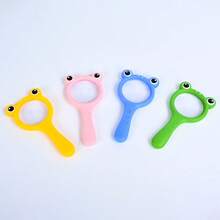 Juguete de lupa con diseño de dibujos animados para niños, lupa de mano de alta definición con diseño de rana para experimentos científicos y exploración preescolar