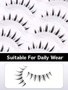 5 Pairs Clear Band Anime Lashes Spiky Anime False Eyelashes Natural Look, Lashes Looks Like Cluster Manga Lashes Individual, Cosplay Wispy Strip Eyelashes - Spiky Manga Lashes - View 4