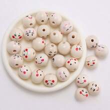 10pcs,50pcs,150pcs Assorted Joyful Face Wooden Beads, 20mm - Ideal For DIY Jewelry, Bracelets, Necklaces & Crafting Decorations, Variety Of Cute Expressions, Decorative Beads|Facial Expression Beads|Durable Wood, Beads For Jewelry Making - Multicolor - View 4