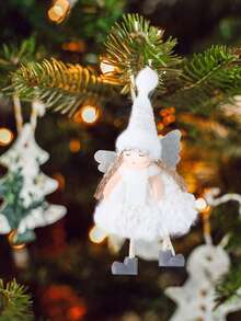 1Pc Knitted Angel Pendant, Christmas Hanging Ornament, Christmas Decorations, Cute Elf Home Decoration Ornament, Christmas Tree Decoration, Holiday Festival Party Supplies, Xmas Decor, Christmas Gift, Christmas Pendent