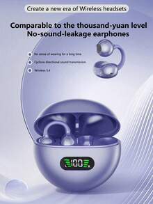 LED Display Battery Level Open-Ear Headphones, Protective Sound Output No Leakage, Long-Wearing Non-Ear Injury, Open-Ear Sports No Dropping Wireless Bluetooth Clip-On Earphones Support Voice Calls