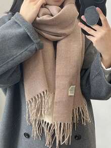 1 pièce Nouvelle écharpe réversible de couleur unie, épaisse et chaude, style coréen, convient aux étudiants et aux couples, hiver