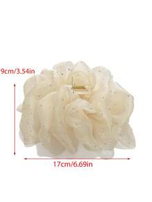 1 件女士纯色网状泡泡纱发夹，带水钻装饰蝴蝶结，优雅时尚。适合日常使用，发夹，爪夹，发夹，发夹，发夹，发夹，蝴蝶结配饰，学校用品，学院秋冬发饰，适合女士度假装扮 - 米色 - 查看 7