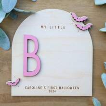 DIY Footprint Art, Baby's First Halloween, "My Little Baby" Sign, Wooden Children's Craft, Customized Children's Keepsake, Personalized Halloween Decoration - Wooden Footprint Art - View 6