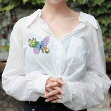 105片装水溶性刺绣稳定剂 - 花卉、树叶和自然图案，适用于手工缝纫和针线活，刺绣用品 | 自然主题设计 | 耐用面料