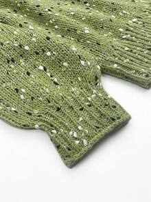 Suéter de mujer casual de cuello redondo con mangas largas acampanadas y bloques de color, para otoño/invierno - Verde - Ver 6