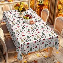 1 khăn trải bàn in kỹ thuật số hình cây thông Noel, nơ, ngôi sao, vải polyester bền hình chữ nhật, thích hợp cho gia đình, nhà bếp, sân vườn, tiệc ngày lễ, đám cưới, nhà hàng và tiệc chiêu đãi, trang trí Giáng sinh - Nhiều màu - Xem 15