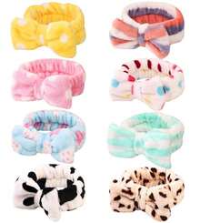 8 Pack Spa Headband, Coral Fleece Makeup Cosmetic Headband For Washing Face, Bow Headbands For Shower Terry Cloth Headbands For Women Facial Hair Band - 銅色 - 查看 1