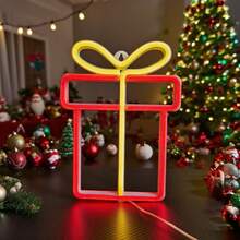 1 Stück LED Geschenkbox Neonlicht Wanddekoration, Weihnachtsthemen Elemente, Bar Szene Dekoration, Stimmungslicht, Batterie/USB betrieben, romantisches Feenlicht, geeignet für Geburtstag, Hochzeit, Kinderzimmer, Schlafzimmer Weihnachtsdekoration Weihnachtsbaum Geschenkdekoration Thanksgiving Hochzeit Heimdekoration Herbstdekoration Herbstdekoration Geburtstagsdekorationen für Geschenke Partyartikel Innen- und Außenbereich Garten Feiertags-Festival Dekoration Halloween Dekoration Wanddekoration Halloween Ornamente