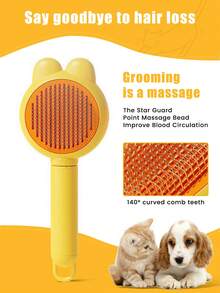 宠物梳毛刷 - 适用于猫、狗和兔子 - 密齿跳蚤梳，符合人体工学的手柄，无需用电，分叉刷头有效去除毛发并温和清洁，宠物美容用品，易于使用的宠物产品，宠物用品，适合猫主人 - 彩色 - 查看 9