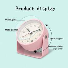 1pc Minimalist 3-Inch Metal Rotary Alarm Clock, Silent Quartz Analog Desk Digital Clock (Suitable For Living Room, Bedroom, Office Decor) Home Decor Room Decor - Multicolor - View 10