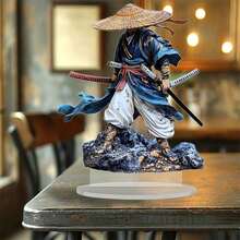 2D 平面优雅日式武士桌面装饰带底座 - 适合家庭和办公室使用，多功能艺术品，适合生日、乔迁、圣诞节和各种场合，风格多样 - 彩色 - 查看 5