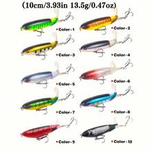 10pcs Topwater Popper Fishing Lure With Propeller Rotating Tail Topwater Bass Lures For Freshwater Saltwater Bionic Swimming Lure - Nhiều màu - Xem 3