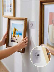 1/10/20/30 件透明亚克力相框挂钩，重型自粘式墙钩，用于挂画框、画作，无需钻孔，适用于浴室和厨房瓷砖、玻璃、木材、金属墙壁 - 彩色 - 查看 3