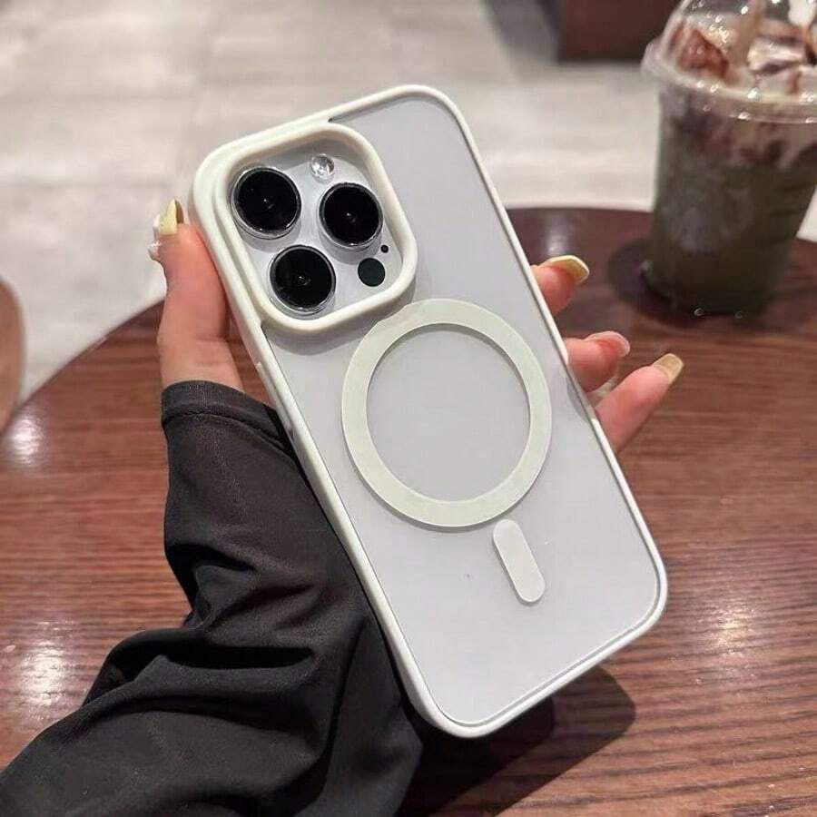 豪华透明磁性无线充电手机壳适用于 17 16 15 14 13 12 11 Pro Max 7/8 Plus XS Max/XR/X，透明亚克力超薄硬框防震后盖手机壳