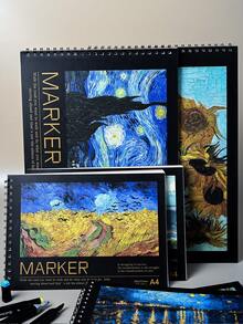 دفتر رسم مخصص للأقلام ، 8 أنماط مرسلة عشوائيًا ، 40 صفحة سميكة / كتاب 120 جرام / م² ، ورق مائي A4 / A3 للرسم اليدوي ، دفتر رسم A4 / A3 للطلاب ، ورق رسم فارغ متخصص للرسم والرسوم الكرتونية ، مناسب لاستخدام طلاب الفن ، هدية عيد الأم ، لوازم مدرسية