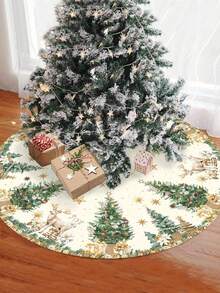 1pc Christmas Tree Skirt, Christmas Deer Pattern, Christmas Tree Bottom Decoration, Christmas Home Decor - Multicolor - View 6