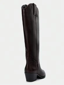 Women's Thick Heel Western Style Vintage Pointed Toe Knee-High Boots, Autumn/Winter