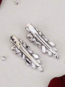2pcs Crystal Zirconia Floral Design Hair Clips - Silver - View 5