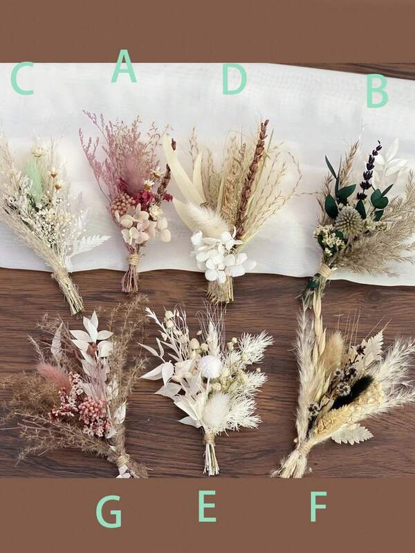 Heißer Verkauf Mini getrockneter Blumenstrauß 1-12 Stück Set, geeignet für Boho-Hochzeit, Tischmittelpunkt Dekoration, getrocknete kleine Schilfhalme, Basteln mit getrockneten Blumen, Brautjungferngeschenkbox für Geburtstagskuchen, Vase Dekoration