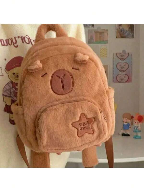 Mochila Bolsa Pelucia Capivara Divertida Kawaii Passeios Escolar Crianças Infantil Varios Modelos Fofa Animal Capybaraal