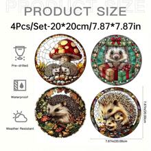 1 pièce, Attrape-soleil en forme de hérisson et de champignon, décoration de jardin, suspension colorée en acrylique pour fenêtre, décoration murale, décoration de fête, décoration de salon, chambre, véranda, décoration de maison à thème animalier, cadeau pour les amateurs de nature