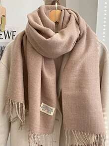 1 pièce Nouvelle écharpe réversible de couleur unie, épaisse et chaude, style coréen, convient aux étudiants et aux couples, hiver