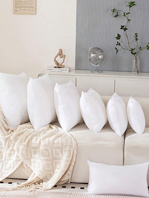 1 Piece/2 Pieces, Non-Woven Pillow Core, Pillow Cushion In Multiple Sizes, Microfiber Filling, Pure White Square Pillow, Simple And Stylish, Suitable For Home Decoration, Living Room Sofa, Bedroom, Outdoor Halloween, Christmas Decoration.