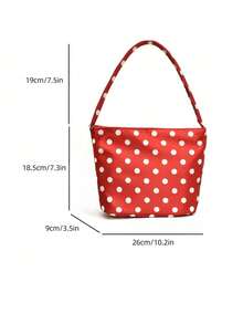 可爱的红色和黑色波尔卡圆点女士斜挎包 - 可调节肩带，拉链开合，柔软光滑的牛津布小手提包，适合海滩、旅行、工作、斜挎、日常配饰，俏皮的设计，优质缝线 - 紅色 - 查看 6