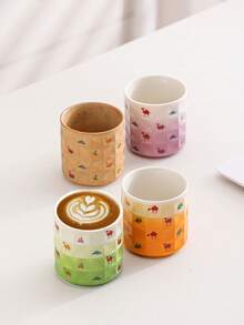 1/4 piezas Taza de café de cerámica con estampado de camello, taza de café para arte de latte, adecuada para reuniones familiares y ocasiones especiales, regalo con tema del desierto, apta para bebidas calientes y frías, oficina, cafetería, uso doméstico, patrón hecho a mano, regalo perfecto para amantes del café, taza de café única | Taza de cerámica reutilizable