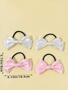 4 件女士甜美可爱精致纯色蝴蝶结发带，居家美容女士配饰礼物，头饰