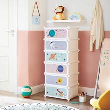 Estantería Infantil de 6 Cubos, Zapatero Infantil, 43 x 31 x 105, Armario, para Ropa, Juguetes, Blanco MLPC904W01 - Blanco Nube - Ver 3