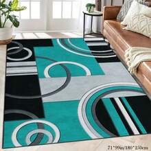 A Modern Abstract Pattern Carpet, Machine Washable, Suitable For Living Room, Bedroom, Balcony, Multifunctional Indoor And Outdoor Carpet, Dimensions 100.0cm X 160.02cm - Teal And Black - Nhiều màu - Xem 5